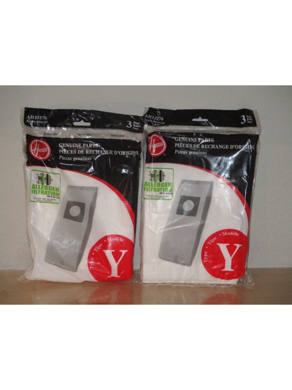 Hoover Wind Tunnel Y Hepa Pleated Vacuum Filter Bags 3 pack AH13270 New in Bag
